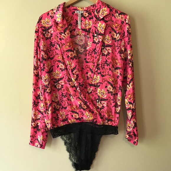 Free People Tops - Free People silky Floral and Lace bodysuit